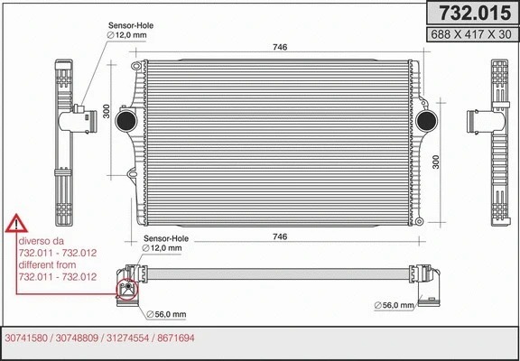 Refroidisseur d'air de suralimentation AHE 732.015