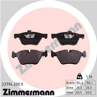 Kit de plaquettes de frein, frein à disque ZIMMERMANN 23794.200.9