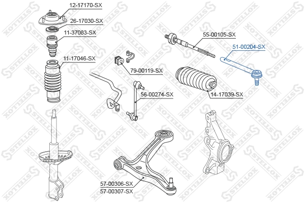Rotule de barre de connexion STELLOX 51-00204-SX