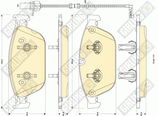 Kit de plaquettes de frein, frein à disque GIRLING 6118842