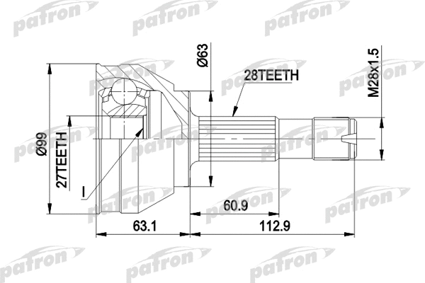 Jeu de joints, arbre de transmission PATRON PCV1020