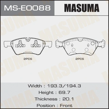 Jeu de mâchoires de frein MASUMA MS-E0088