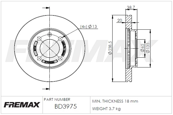 Disque de frein FREMAX BD-3975