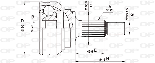 Jeu de joints, arbre de transmission OPEN PARTS CVJ5021.10