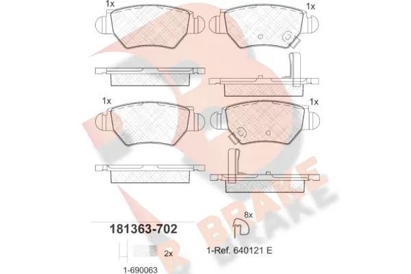 Kit de plaquettes de frein, frein à disque R BRAKE RB1363-702