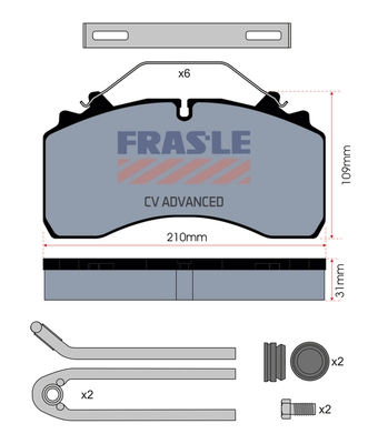Kit de plaquettes de frein, frein à disque FRAS-LE PD/164-K014-CV