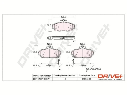 Kit de plaquettes de frein, frein à disque Dr!ve+ DP1010.10.0011