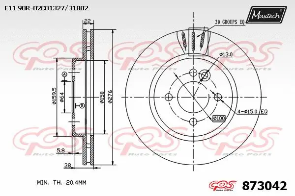 Disque de frein MAXTECH 873042