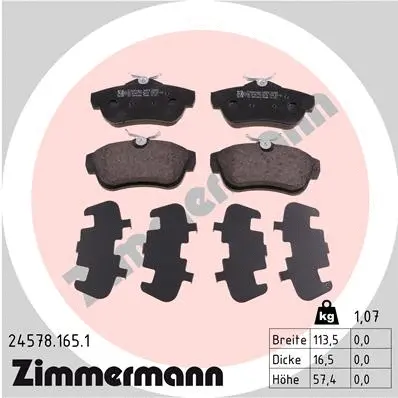 Kit de plaquettes de frein, frein à disque ZIMMERMANN 24578.165.1
