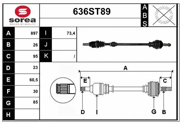 Arbre de transmission STARTCAR 636ST89