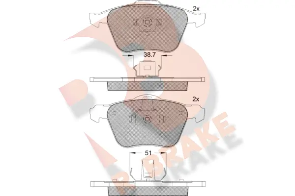 Kit de plaquettes de frein, frein à disque R BRAKE RB1551