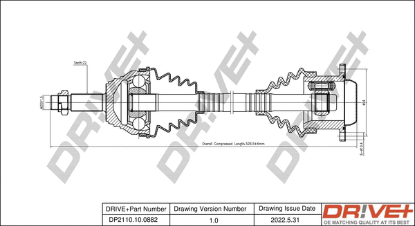 Arbre de transmission Dr!ve+ DP2110.10.0882