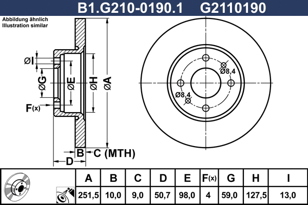 Disque de frein GALFER B1.G210-0190.1