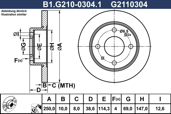 Disque de frein GALFER B1.G210-0304.1