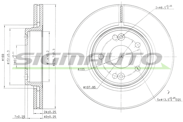 Disque de frein SIGMAUTO DBB182V