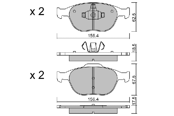 Kit de plaquettes de frein, frein à disque AISIN BPFO-1007