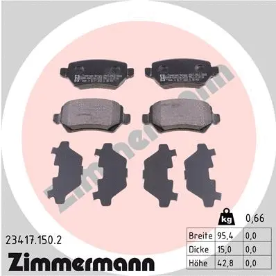 Kit de plaquettes de frein, frein à disque ZIMMERMANN 23417.150.2