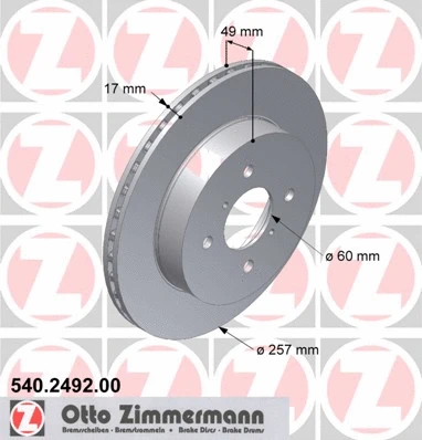 Disque de frein ZIMMERMANN 540.2492.00