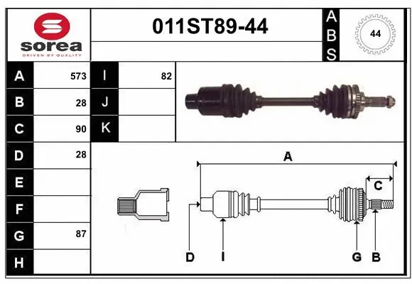 Arbre de transmission STARTCAR 011ST89-44