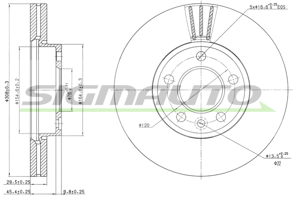Disque de frein SIGMAUTO DBB253V