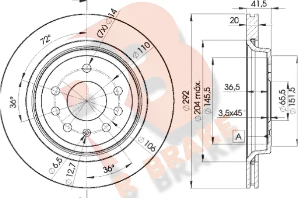 Disque de frein R BRAKE 78RBD29114