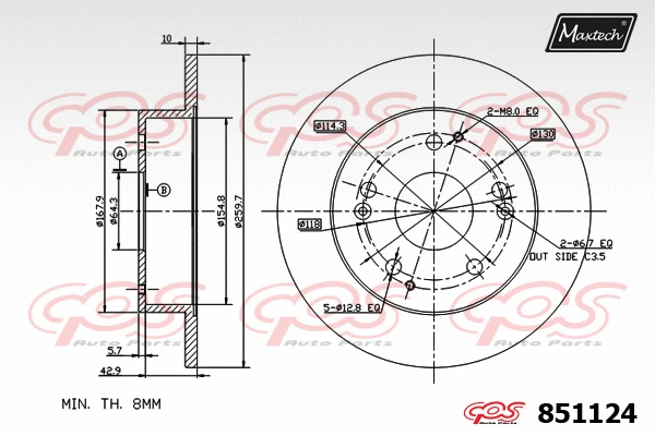 Disque de frein MAXTECH 851124