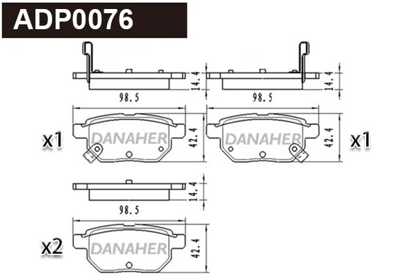 Kit de plaquettes de frein, frein à disque DANAHER ADP0076