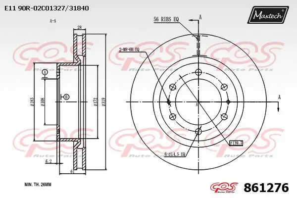Disque de frein MAXTECH 861276