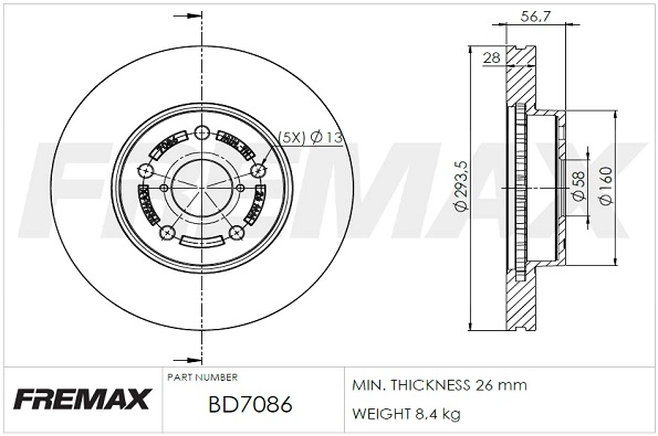 Disque de frein FREMAX BD-7086
