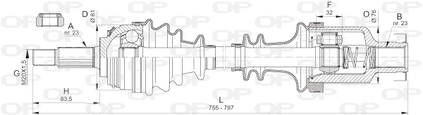 Arbre de transmission OPEN PARTS DRS6382.00