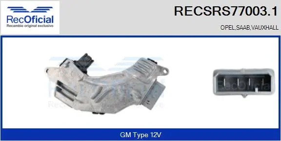 Résistance, pulseur d'air habitacle RECOFICIAL RECSRS77003.1