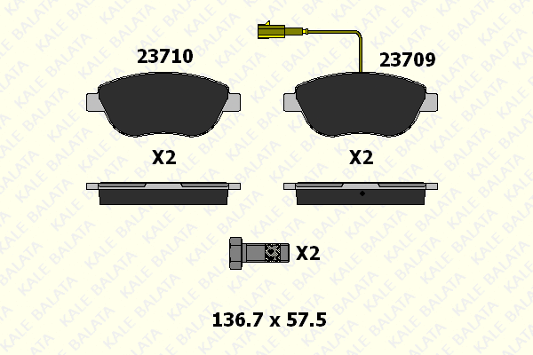 Kit de plaquettes de frein, frein à disque KALE 23710 192 45