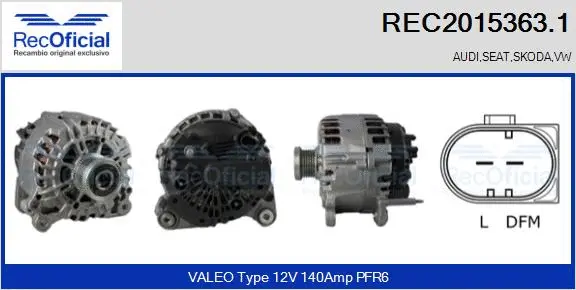 Alternateur RECOFICIAL REC2015363.1