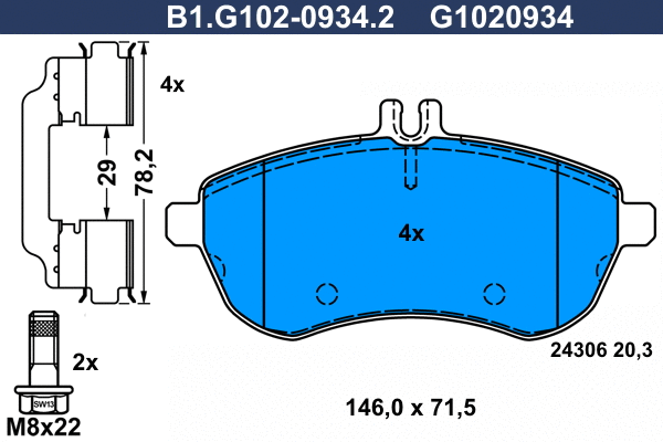Kit de plaquettes de frein, frein à disque GALFER B1.G102-0934.2