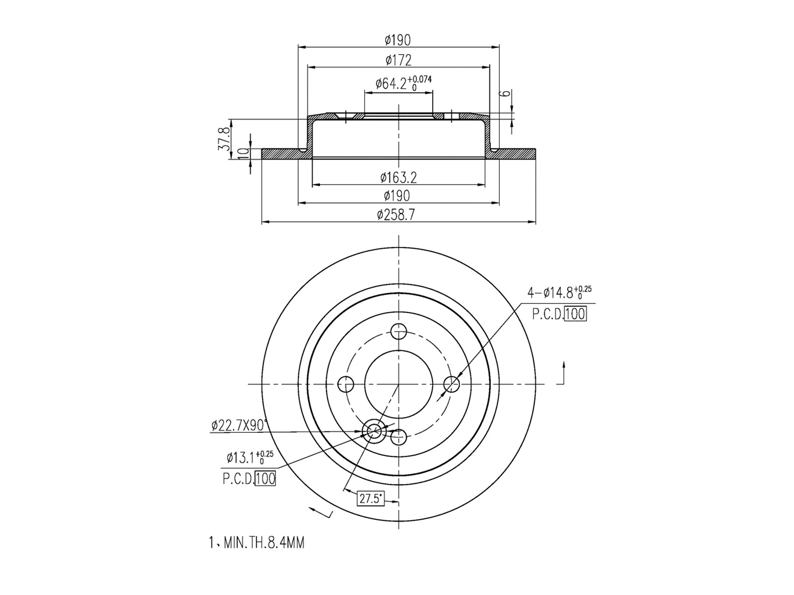 Disque de frein A.Z. Meisterteile AZMT-44-024-1073
