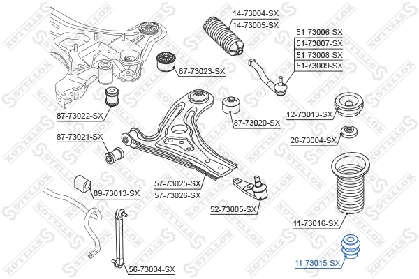 Butée élastique, suspension STELLOX 11-73015-SX