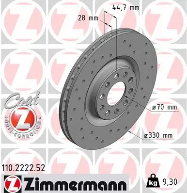 Disque de frein ZIMMERMANN 110.2222.52