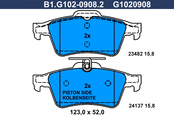 Kit de plaquettes de frein, frein à disque GALFER B1.G102-0908.2