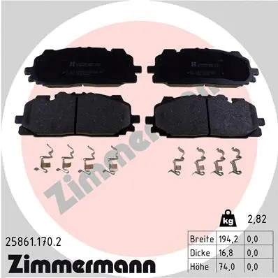 Kit de plaquettes de frein, frein à disque ZIMMERMANN 25861.170.2