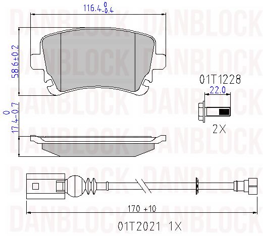 Kit de plaquettes de frein, frein à disque DANBLOCK DB 510619