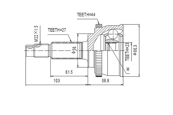 Jeu de joints, arbre de transmission DYNAMATRIX DCV841044