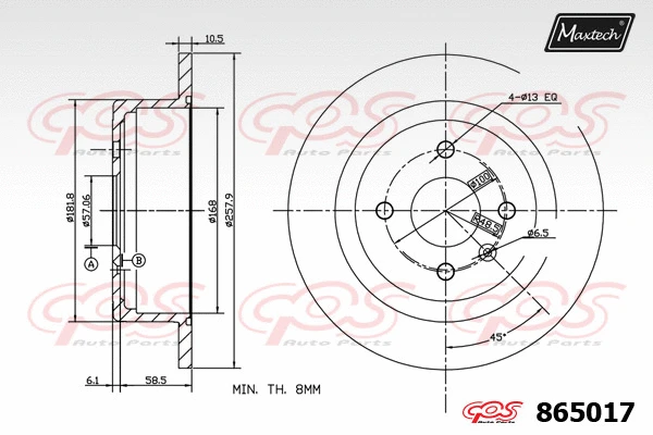 Disque de frein MAXTECH 865017