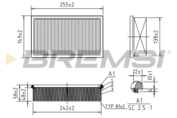 Filtre à air BREMSI FA1626