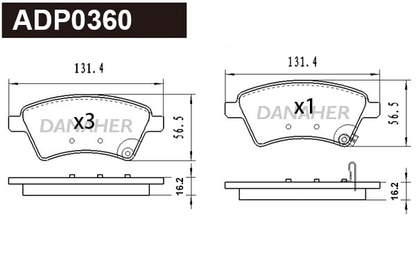 Kit de plaquettes de frein, frein à disque DANAHER ADP0360