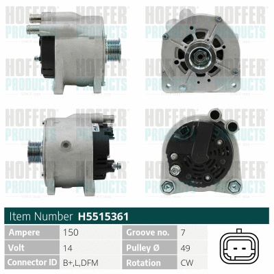 Alternateur HOFFER H5515361