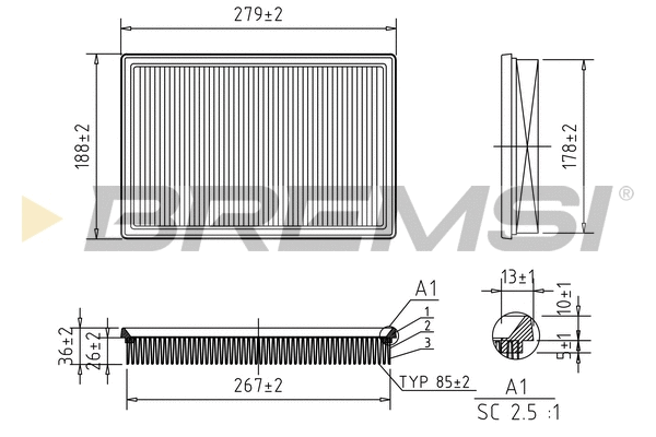 Filtre à air BREMSI FA2324