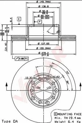 Disque de frein VILLAR 628.1207