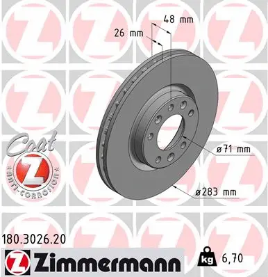 Disque de frein ZIMMERMANN 180.3026.20