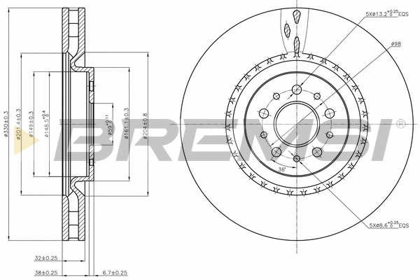 Disque de frein BREMSI CD7183V