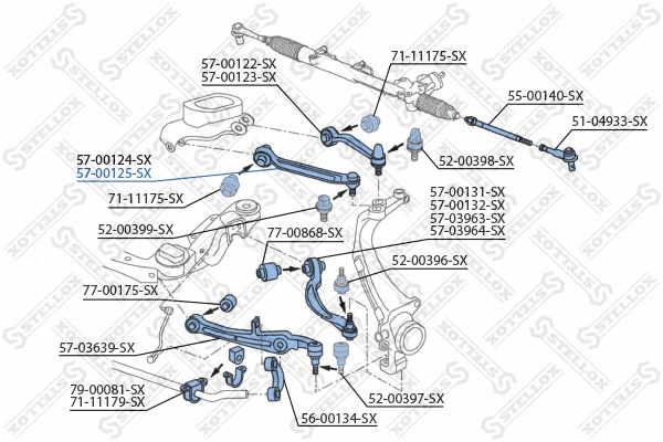 Bras de liaison, suspension de roue STELLOX 57-00125-SX